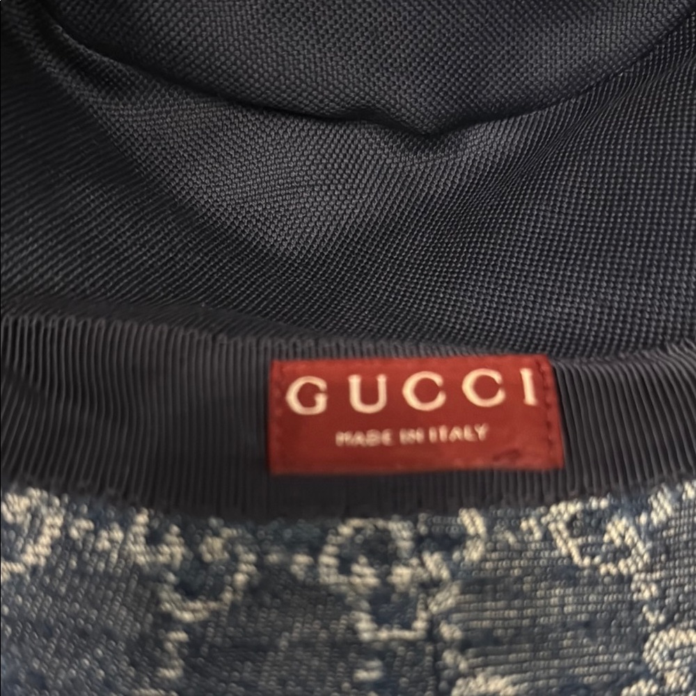 Gucci Denim and Tan Monogram Bucket Hat size M brand new tags 100%  authentic - Picture 5 of 17